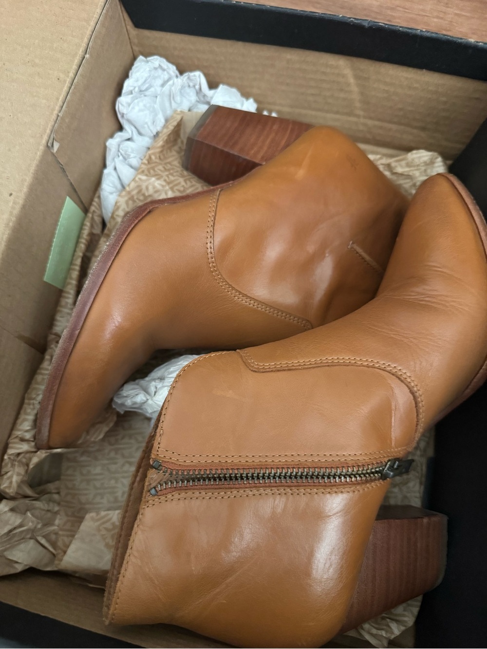 Frye Tan Leather Ankle Booties